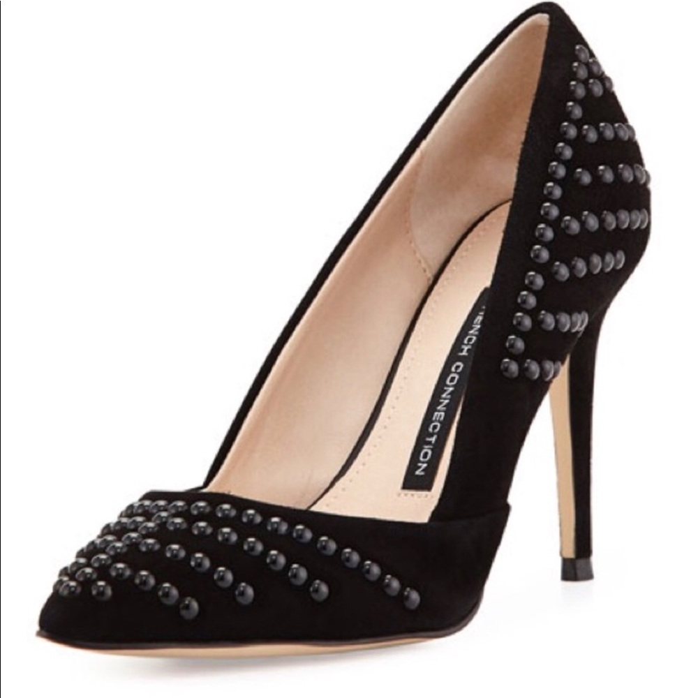 French connection black suede studded pumps⚫️